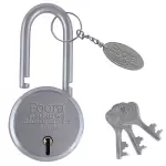 Foora 50 mm Silver Finish Iron Padlock with 3 Keys and 1 Key Chain, FO-50LS