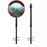 Ladwa Height Adjustable 2 inch Concreting Pole With 18 inch Convex Mirror for Traffic Parking & Road Safety Metal Grey