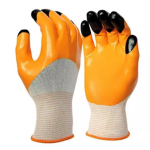 GENERIC Orange and White Free Size Finger Coated Safety Gloves