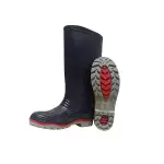 Fortune Click Steel Toe High Ankle Black, Red & Grey PVC Gumboot Size 10