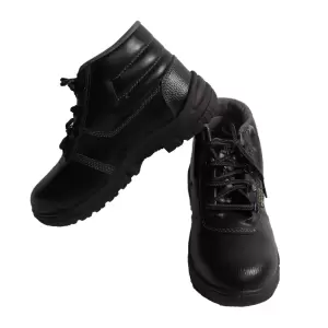 Generic Power Steel Toe High Ankle PVC Sole Black Genuine Leather Safety Shoe