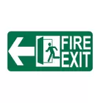 OISPL Fire Exit with Left Arrow Sticker 6x12 inch Green, OIS-FS-005