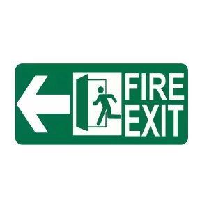 OISPL Fire Exit with Left Arrow Sticker 6x12 inch Green, OIS-FS-005