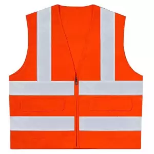 Areevanz 240 GSM Cotton Orange Safety Jacket with 2 Inch High Visible Reflective Line Tape Size- L