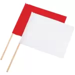 Shinwa Rules Construction Flag with Wooden Handle Red & White 335x442 mm Flag Dimension, 76955